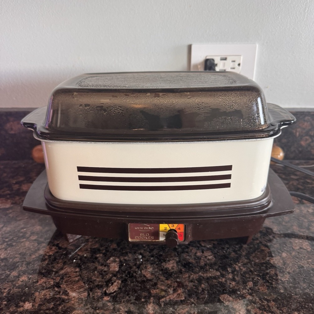 Vintage West Bend Slo Slow Cooker #84114 4-Quart w/ Amber Glass Lid *Tested